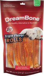 DreamBone Triple Flavor Rolls Dog Treats, 6 count