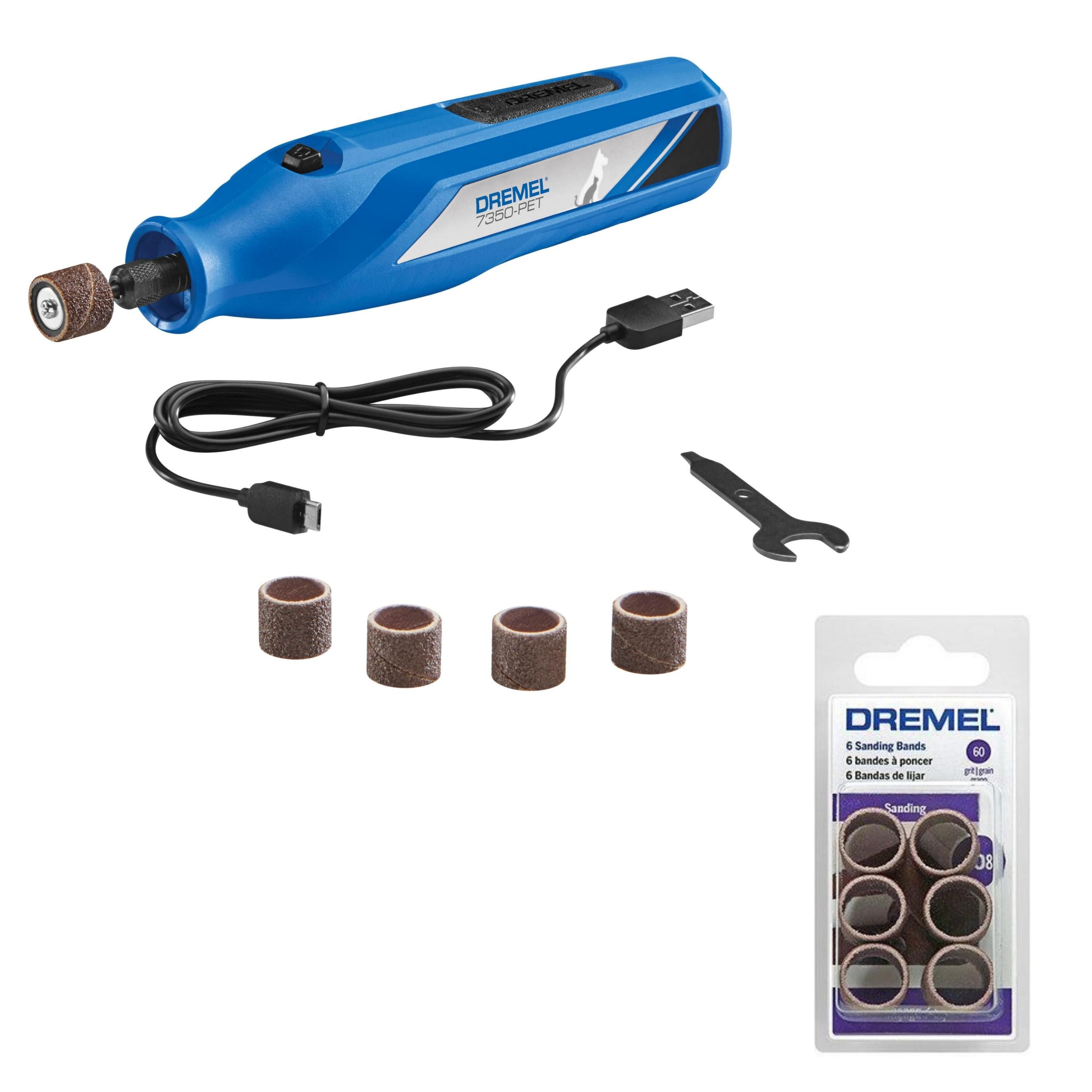 7350-PT Cordless Dog & Cat Rotary Nail Grinder Kit & Dremel Grooming Bands for the 7350-PT &7300-PT Nail Grinder