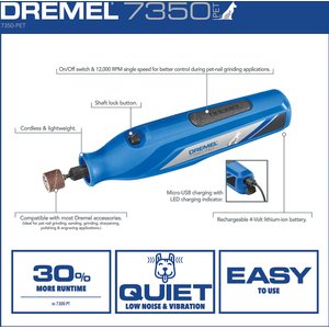 Dremel 7350-PT Cordless Dog & Cat Rotary Nail Grinder Kit
