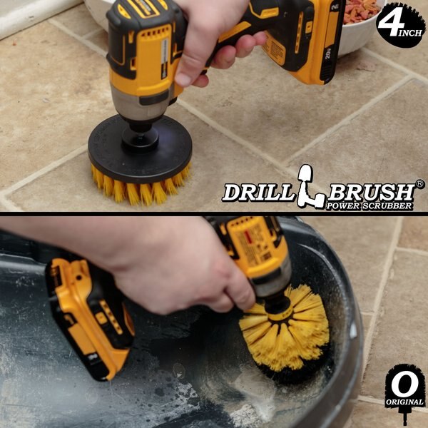 Drillbrush Power Scrubber 4-Piece Stiffness Pet Stain & Hair Removal Kit, Medium Bristle Drill Brush