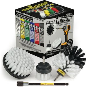 Drillbrush Power Scrubber 3-Piece Pet Hair Remover Brush Kit & Long Reach Extension, Soft Bristle Drill Brush