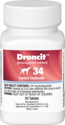 Droncit Tablet for Dogs, 34-mg, 1 Tablet