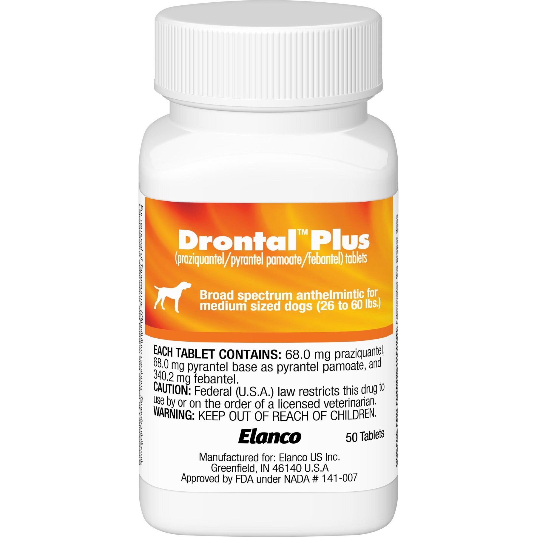 Drontal Plus Tablet for Medium Dogs, 26-60 lbs, 5 tablets