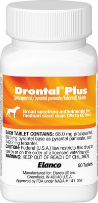 Drontal Plus Tablet for Medium Dogs, 26-60 lbs