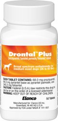 Drontal Plus Tablet for Medium Dogs, 26-60 lbs, 5 tablets