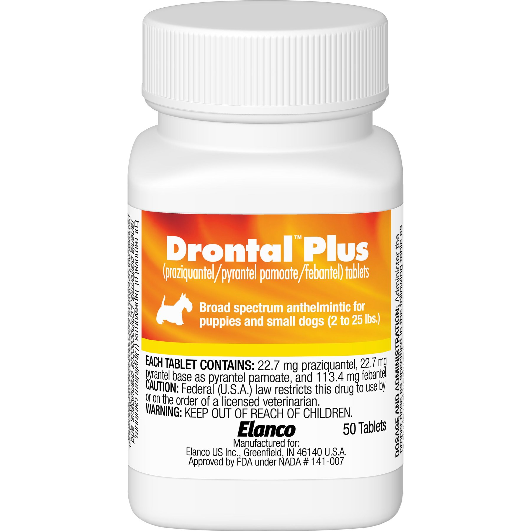 Drontal Plus Tablet for Small Dogs & Puppies, 2-25 lbs, 10 tablets
