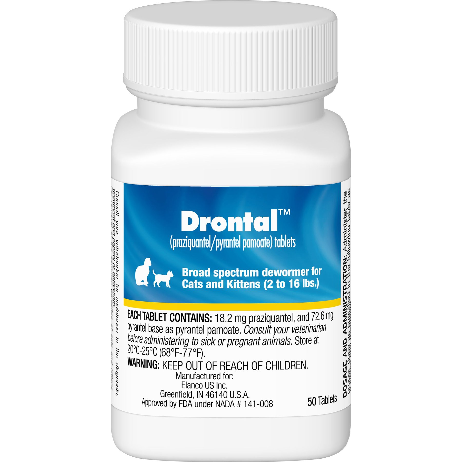 Drontal Tablets for Cats & Kittens, 2-16 lbs, 5 tablets