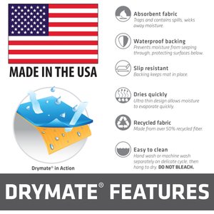Drymate Absorbent Cat Bowl Food Mat, 12-in x 20-in