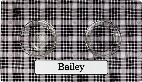 Show full view: Drymate Black Paw Plaid Personalized Dog & Cat Placemat, Large slide 5 of 5