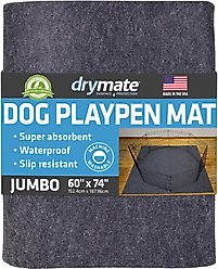 Drymate Dog Playpen Mat, Washable Puppy Training Pee Pad, Charcoal, 60-in x 74-in