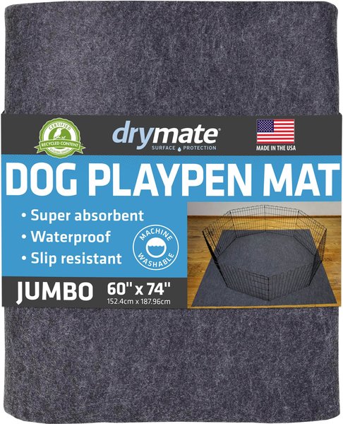 Show full view: Drymate Dog Playpen Mat, Washable Puppy Training Pee Pad, Charcoal, 60-in x 74-in slide 1 of 10
