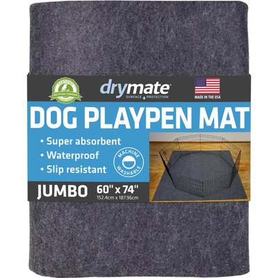 Drymate Drymate Dog Playpen Mat, Washable Puppy Training Pee Pad, Charcoal, 60-in x 74-in