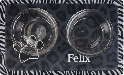 Show full view: Drymate Leopard Zebra Personalized Dog & Cat Placemat, Black slide 5 of 7