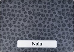 Drymate Personalized Cat Litter Mat, 20x28-in, Black Paw Dots