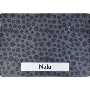 Drymate Personalized Cat Litter Mat, 20x28-in, Black Paw Dots