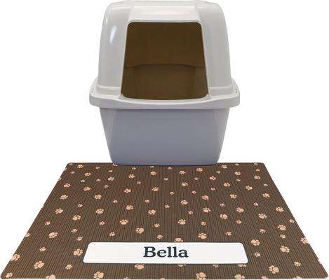 Show full view: Drymate Personalized Cat Litter Mat, 20x28-in, Brown Stripe Tan Paw slide 5 of 10