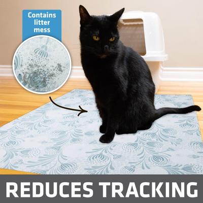 Show full view: Drymate Protective & Decorative Cat Litter Mat, Light Blue Floral, X-Large, 29-in x 36-in slide 2 of 9