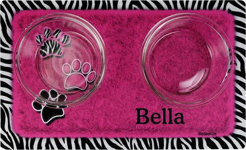 Show full view: Drymate Zebra Paws Personalized Dog & Cat Placemat, Pink slide 5 of 6