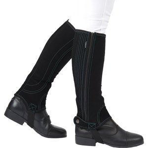 Dublin Easy-Care Half Chaps II, Black/Teal, Childs Small