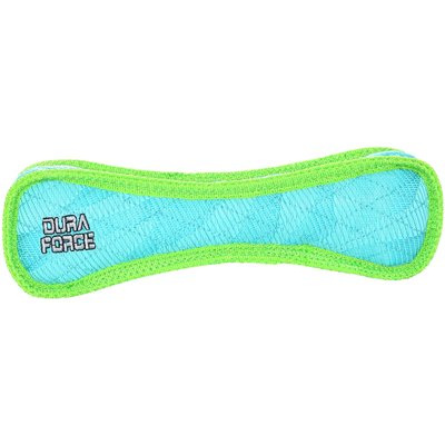 DuraForce DuraForce Bone Tiger Squeaky Plush Dog Toy, Blue/Green