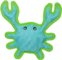 DuraForce Crab Tiger Squeaky Plush Dog Toy, Blue/Green