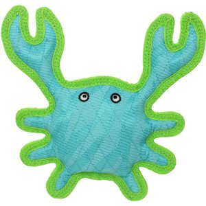 DuraForce Crab Tiger Squeaky Plush Dog Toy, Blue/Green