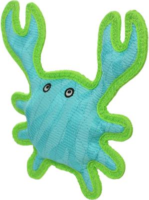Show full view: DuraForce Crab Tiger Squeaky Plush Dog Toy, Blue/Green slide 2 of 4