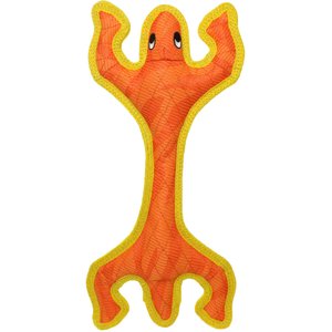 DuraForce Lizard Tiger Squeaky Plush Dog Toy, Orange/Yellow