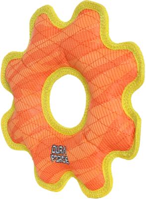 Show full view: DuraForce Med Gear Ring Tiger Squeaky Plush Dog Toy, Orange/Yellow slide 3 of 5