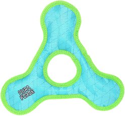 DuraForce Triangle Ring Tiger Squeaky Plush Dog Toy, Blue/Green