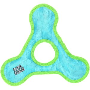 DuraForce Triangle Ring Tiger Squeaky Plush Dog Toy, Blue/Green