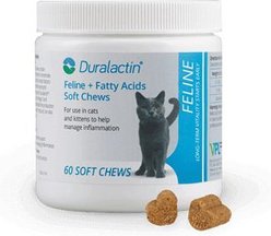 Duralactin Feline + Fatty Acids Joint Health & Inflammation Soft Chews for Cats, 60 count bottle