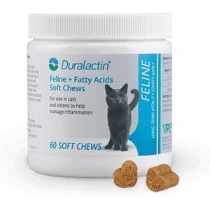 Duralactin Feline + Fatty Acids Joint Health & Inflammation Soft Chews for Cats, 60 count bottle