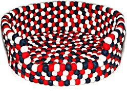 Durkha Premium Felt Bolster Dog Bed, Red, White & Blue