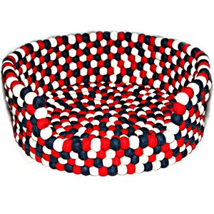 Durkha Premium Felt Bolster Dog Bed, Red, White & Blue