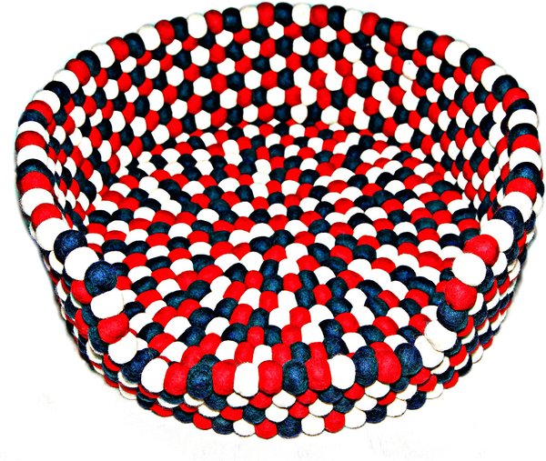 Show full view: Durkha Premium Felt Bolster Dog Bed, Red, White & Blue slide 2 of 5