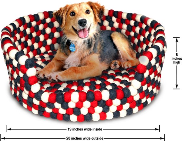 Show full view: Durkha Premium Felt Bolster Dog Bed, Red, White & Blue slide 4 of 5