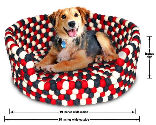Show full view: Durkha Premium Felt Bolster Dog Bed, Red, White & Blue slide 4 of 5