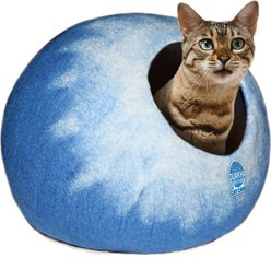 Durkha Premium Felt Cave Cat Bed, Light Blue & White slide 2 of 4