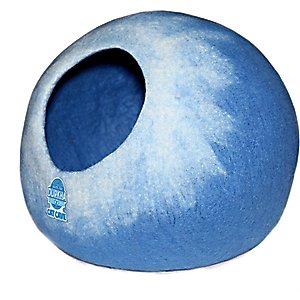 Durkha Premium Felt Cave Cat Bed, Light Blue & White