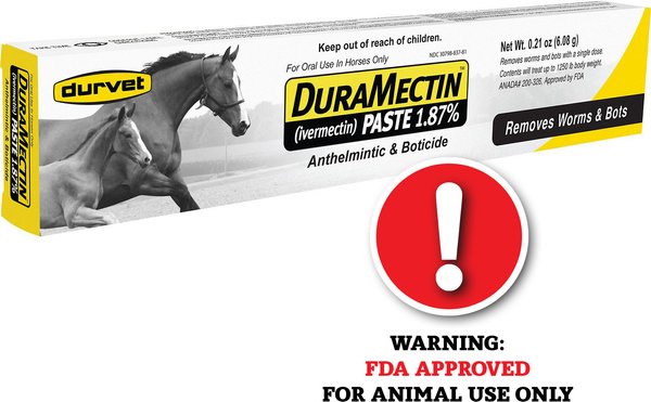 Show full view: Durvet DuraMectin Ivermectin 1.87% Paste Horse Dewormer, 0.21-oz tube slide 1 of 5