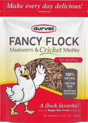Durvet Fancy Flock Mealworm & Cricket Medley Chicken Treats, 16-oz bag, bundle of 2