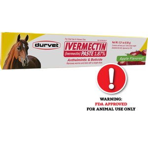 Durvet Ivermectin 1.87% Paste Apple Flavor Horse Dewormer, 0.21-oz tube