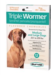 Durvet Triple Wormer Medium & Large Dog Dewormer, 12 count