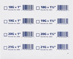 Dynarex Hypodermic Thin Wall 20 Gauge Needles, 1 Inch, 100 count slide 2 of 4