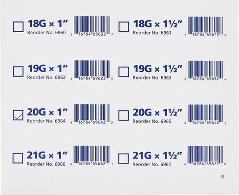 Show full view: Dynarex Hypodermic Thin Wall 20 Gauge Needles, 1 Inch, 100 count slide 2 of 5