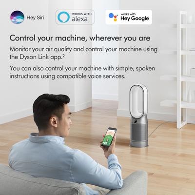 Show full view: Dyson HP07 Hot + Cool Fan Heater Air Purifier, White/Silver slide 8 of 10