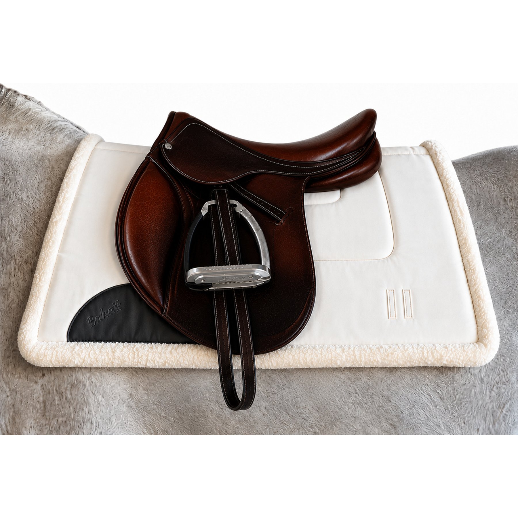 DziaSport Happy Back Riding Style English Horse Saddle Pad, White, Full