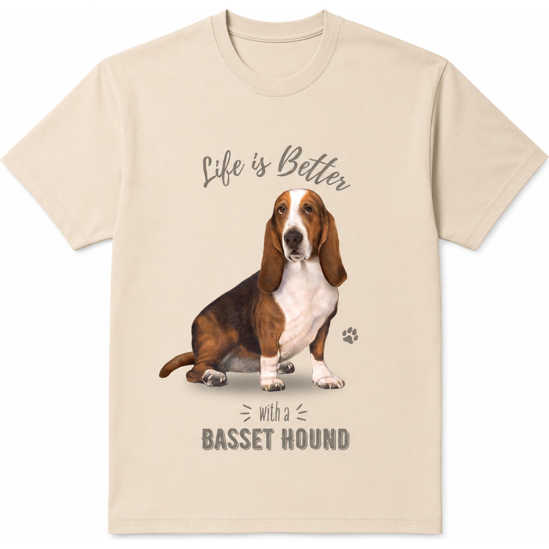E&S PETS Basset Hound T-Shirt, Ivory, XX-Large