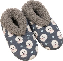 E&S PETS Bichon Frise Slippers, Grey, one size